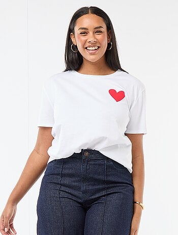 T-shirt en jersey manches courtes 'OUI'