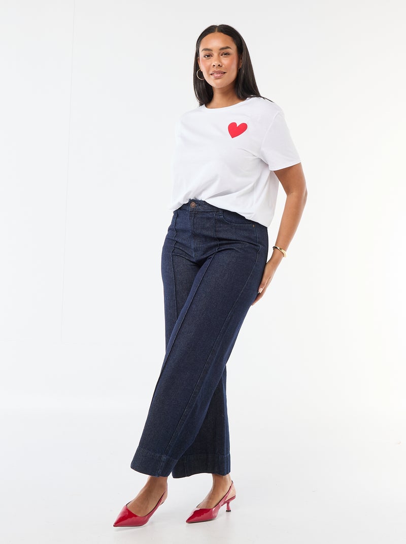T-shirt en jersey manches courtes 'OUI' BLANC - Kiabi