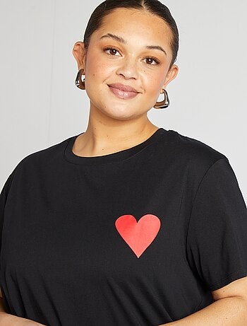 T-shirt en jersey manches courtes 'OUI'