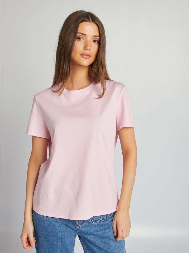 T-shirt en jersey manches courtes Rose - Kiabi