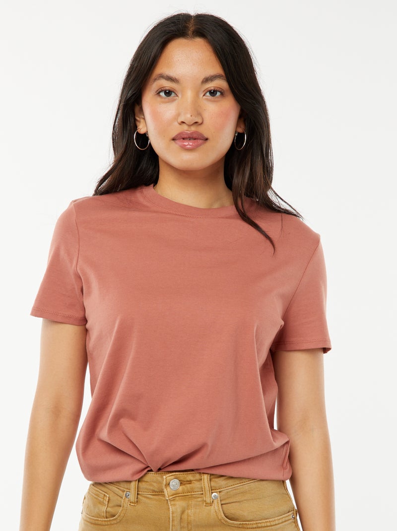 T-shirt en jersey manches courtes Rose - Kiabi