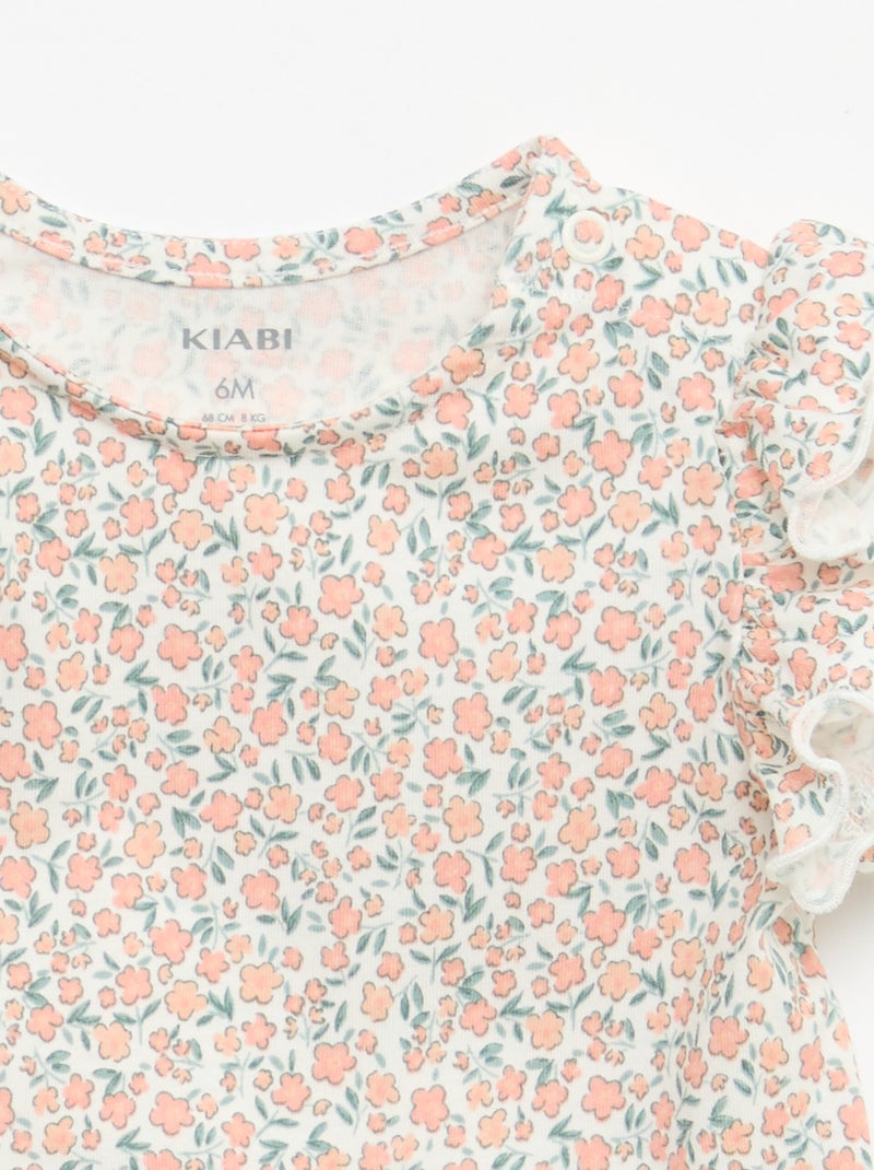 T-shirt en jersey manches courtes volantées Blanc - Kiabi
