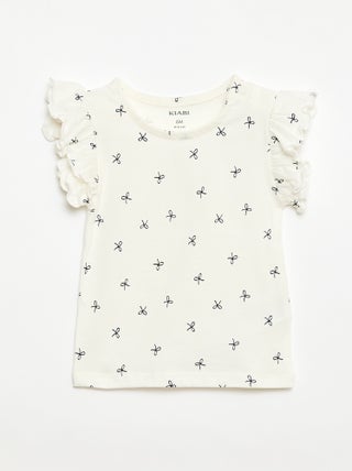 T-shirt en jersey manches courtes volantées