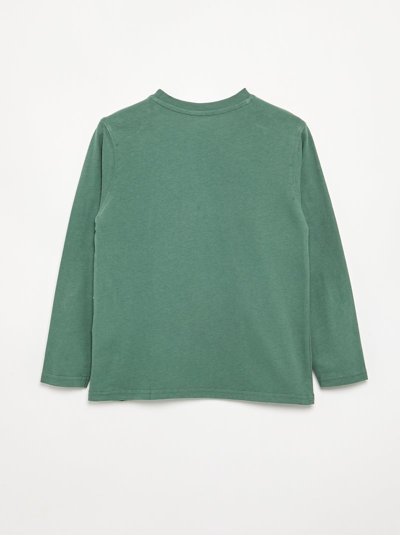T-shirt en jersey manches longues Vert - Kiabi