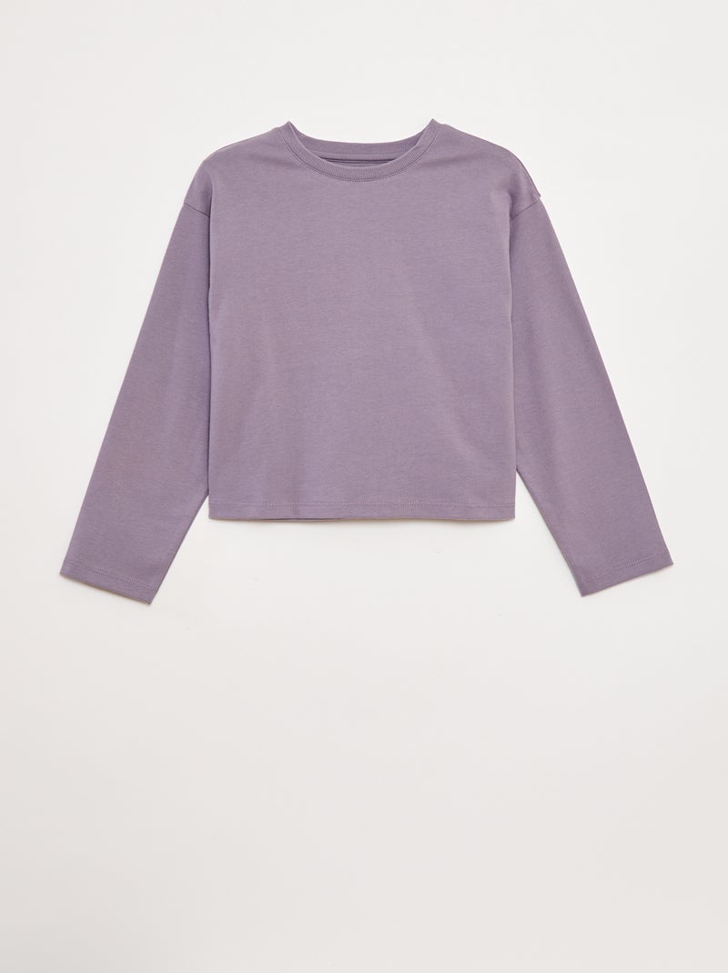 T-shirt en jersey manches longues Violet - Kiabi