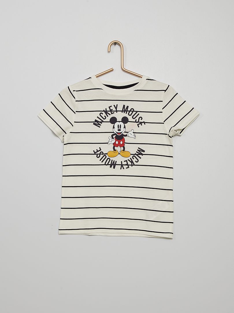 T-shirt en jersey 'Mickey' de 'Disney' blanc rayé - Kiabi