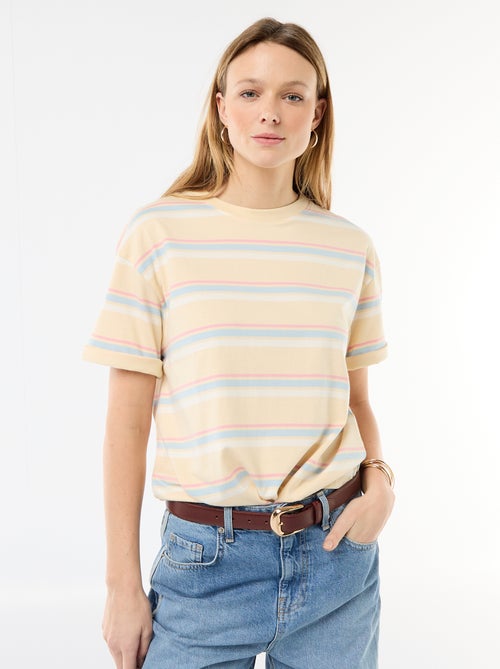 T-shirt en jersey rayé à manches courtes - Kiabi