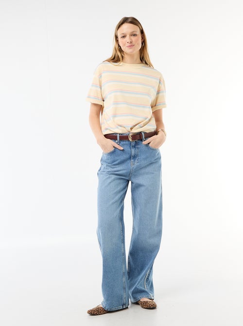 T-shirt en jersey rayé à manches courtes - Kiabi