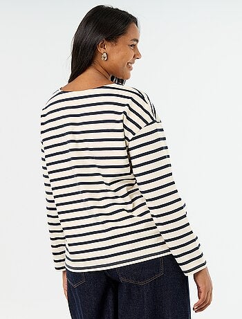 T-shirt en jersey rayé à manches longues