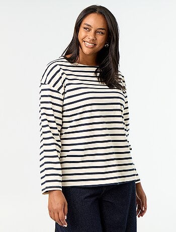 T-shirt en jersey rayé à manches longues