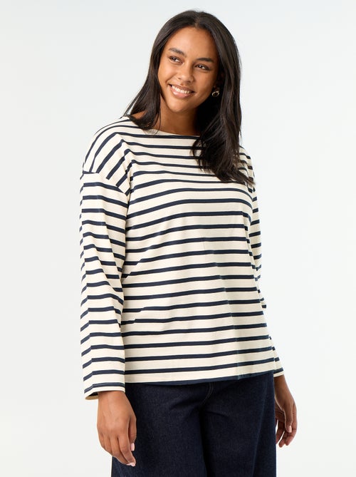 T-shirt en jersey rayé à manches longues - Kiabi