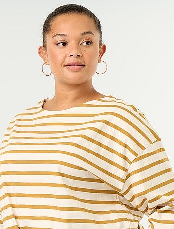 T-shirt en jersey rayé à manches longues