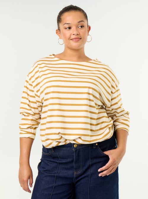 T-shirt en jersey rayé à manches longues - Kiabi