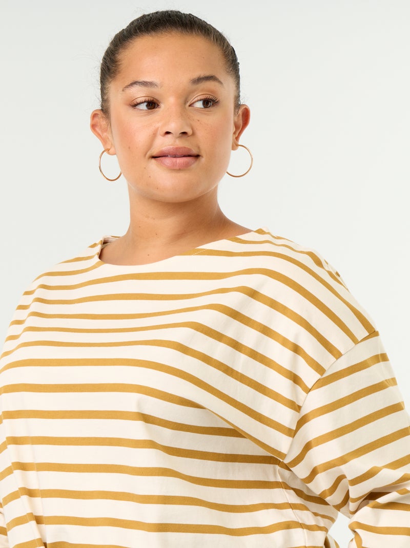 T-shirt en jersey rayé à manches longues Jaune - Kiabi
