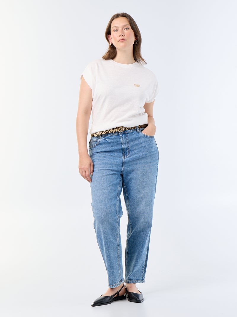 T-shirt en jersey sans manches avec petite broderie poitrine Beige - Kiabi