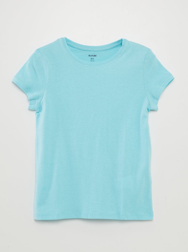 T-shirt en jersey uni Bleu - Kiabi