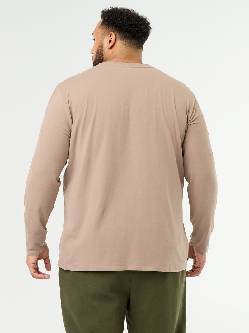 T-shirt en jersey uni manches longues Beige - Kiabi