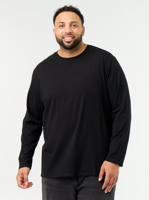 T-shirt en jersey uni manches longues - Kiabi
