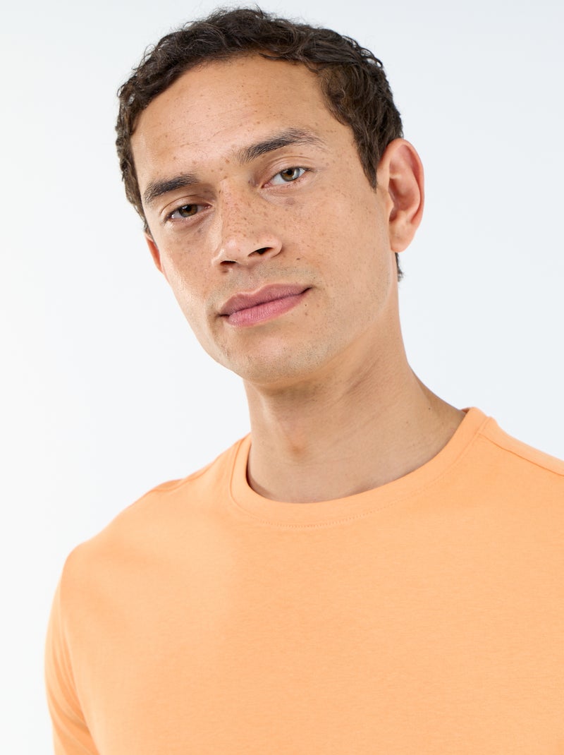 T-shirt en jersey uni pour homme à col rond Orange - Kiabi