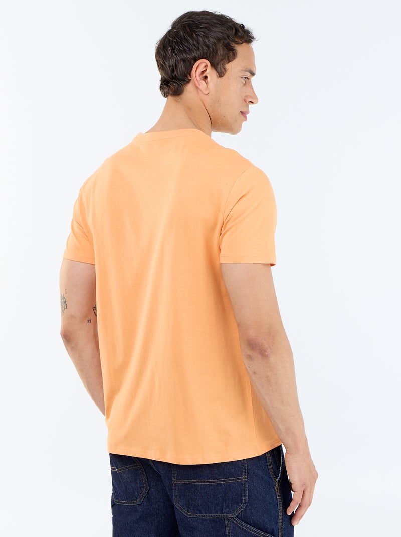 T-shirt en jersey uni pour homme à col rond Orange - Kiabi