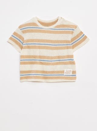 T-shirt en lin mélangé avec rayures