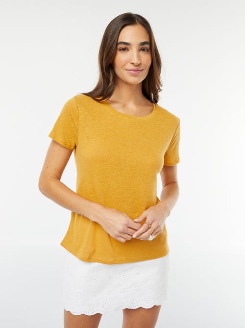 T-shirt en lin mélangé - Kiabi