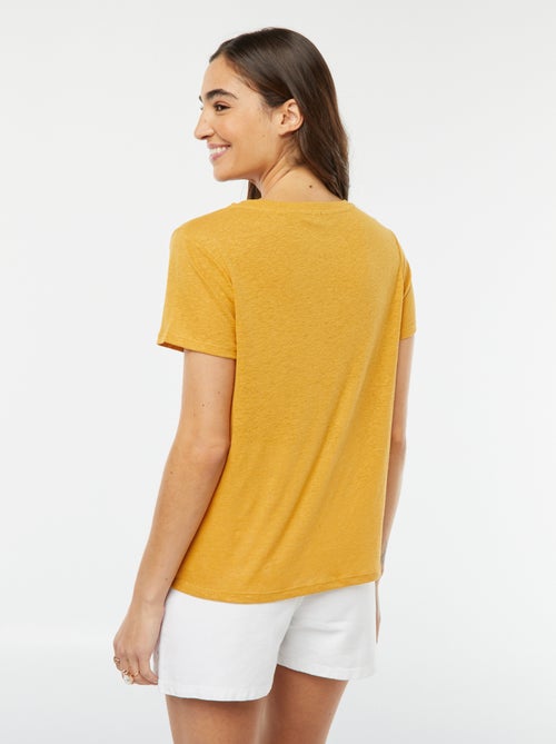 T-shirt en lin mélangé - Kiabi