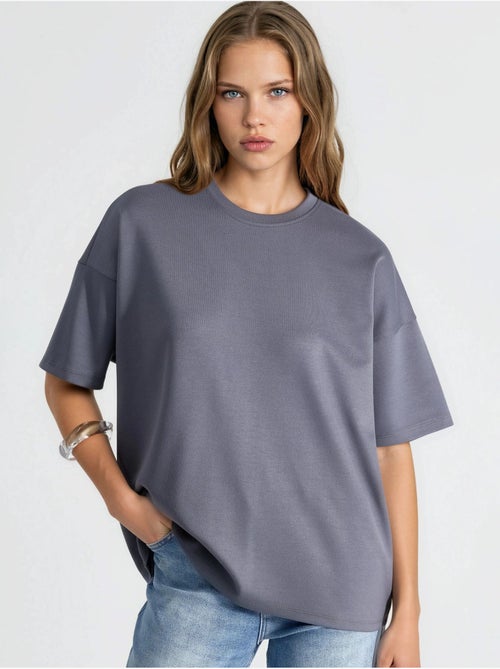 T-shirt en maille à col rond oversize hiccup - Kiabi
