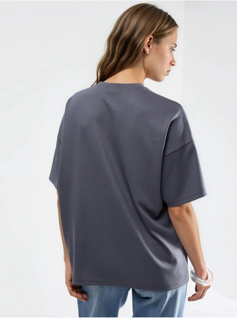 T-shirt en maille à col rond oversize hiccup Gris - Kiabi