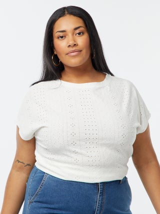 T-shirt en maille ajourée manches courtes