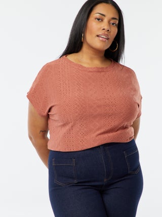 T-shirt en maille ajourée manches courtes