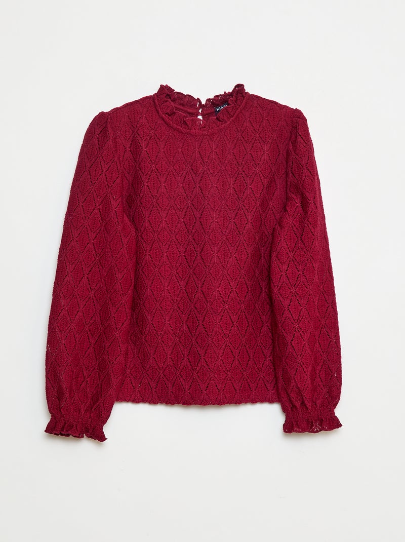 T-shirt en maille ajourée Rouge - Kiabi