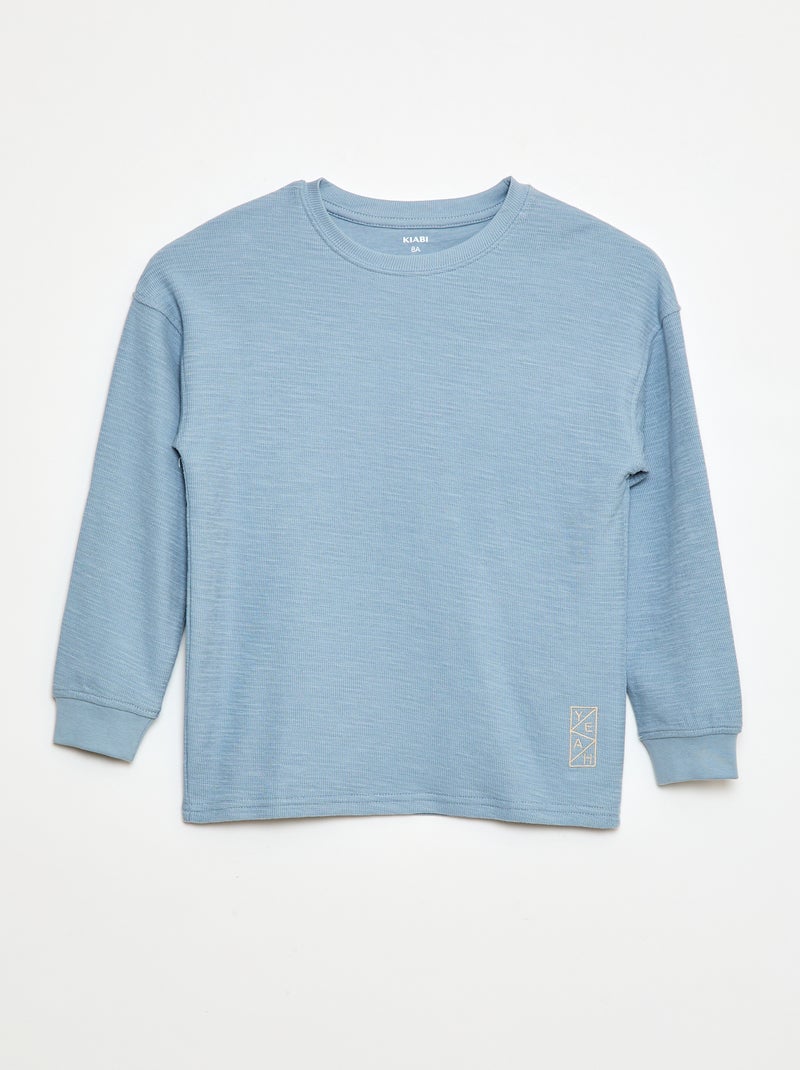 T-shirt en maille avec broderie Bleu - Kiabi