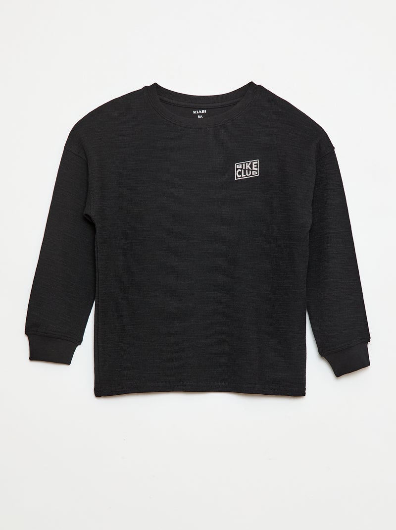 T-shirt en maille avec broderie Noir - Kiabi