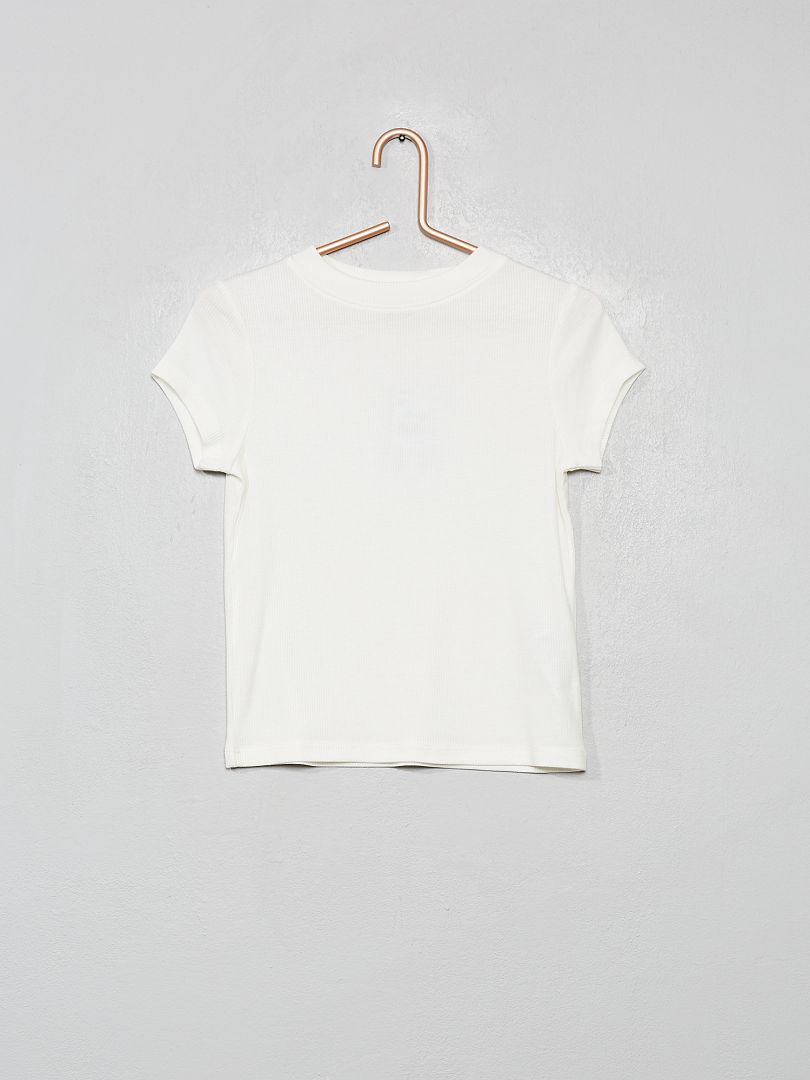 T-shirt en maille côtelée blanc - Kiabi