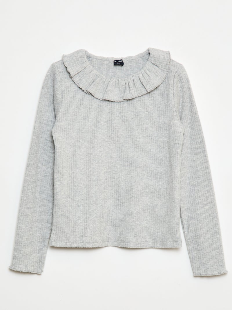 T-shirt en maille côtelée Gris - Kiabi