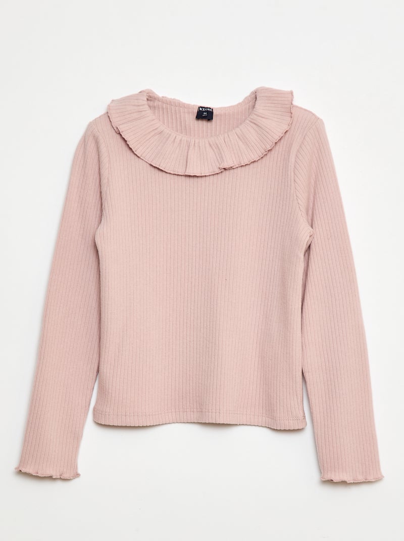 T-shirt en maille côtelée Rose - Kiabi