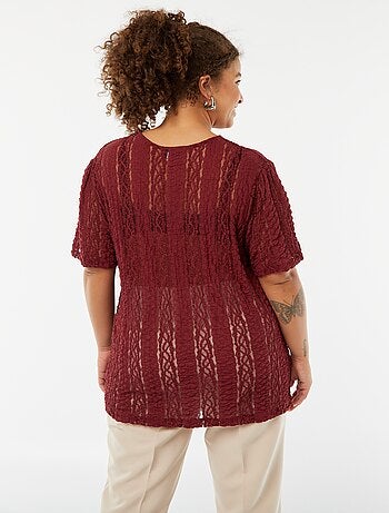 T-shirt en maille dentelée à manches courtes