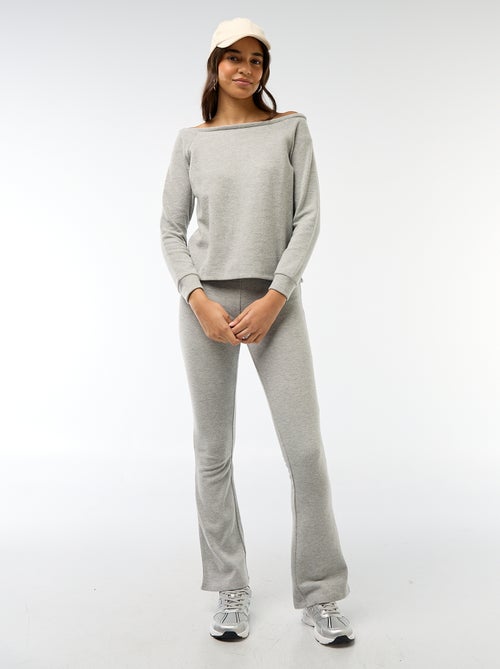 T-shirt en maille doudou avec col bardot - Kiabi