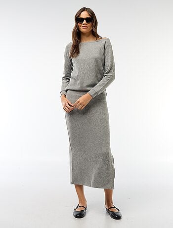 T-shirt en maille doudou avec col bardot