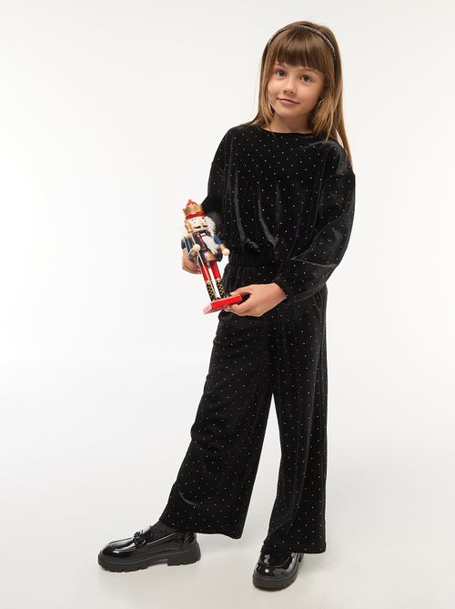 T-shirt en maille doudou avec strass - Kiabi