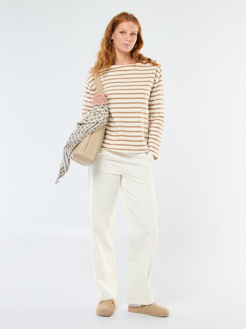 T-shirt en maille épaisse à manches longues ave rayures all-over - Kiabi