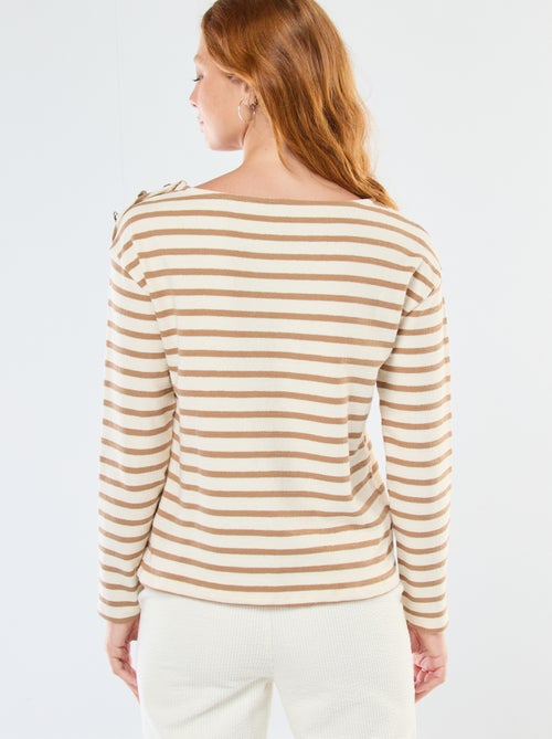 T-shirt en maille épaisse à manches longues ave rayures all-over - Kiabi