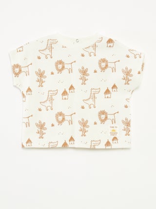 T-shirt en maille gaufrée avec imprimé