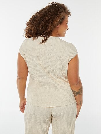 T-shirt en maille gaufrée sans manches