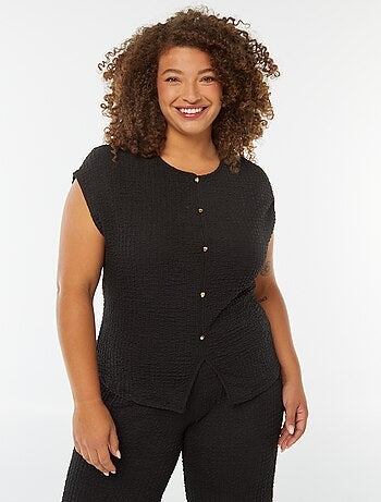 T-shirt en maille gaufrée sans manches