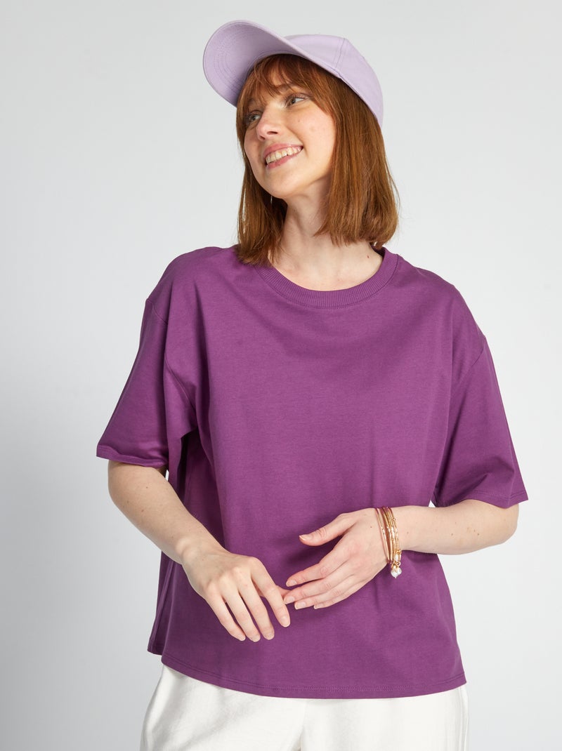 T-shirt en maille jersey - Tough Cotton™ prune - Kiabi