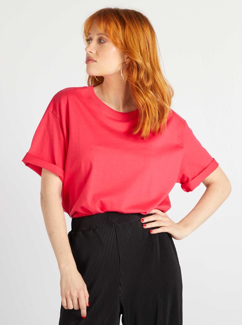 T-shirt en maille jersey - Tough Cotton™ Rose - Kiabi