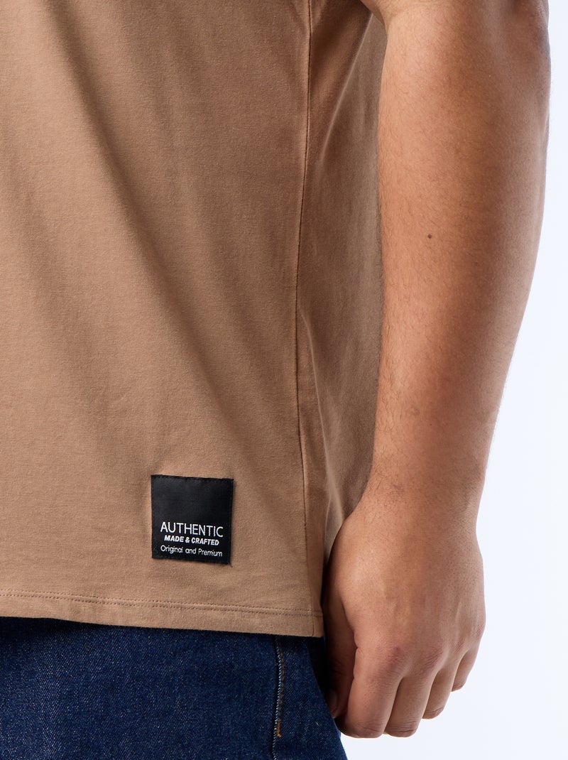 T-shirt en maille jersey à manches courtes Marron - Kiabi