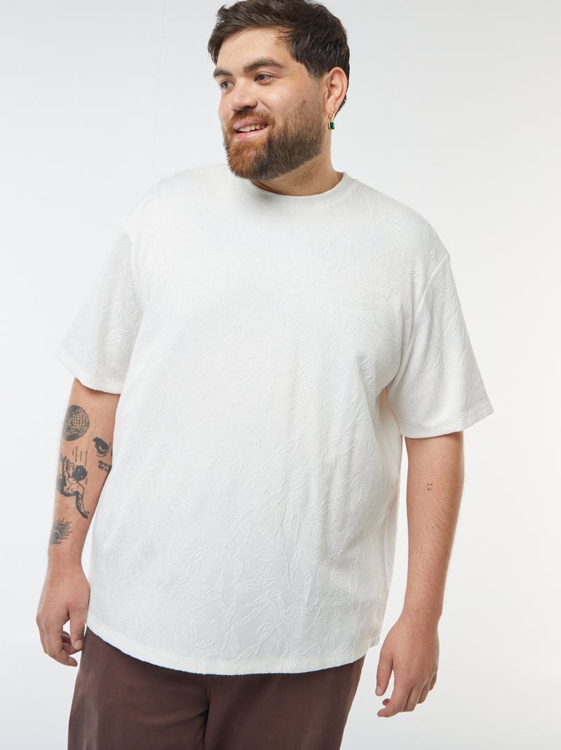 T-shirt en maille jersey avec broderies all over Blanc - Kiabi